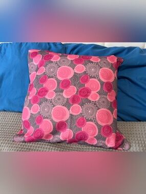 Pink Swirl Throw Pillow Cover 16x16 Decorative Cushion Cover